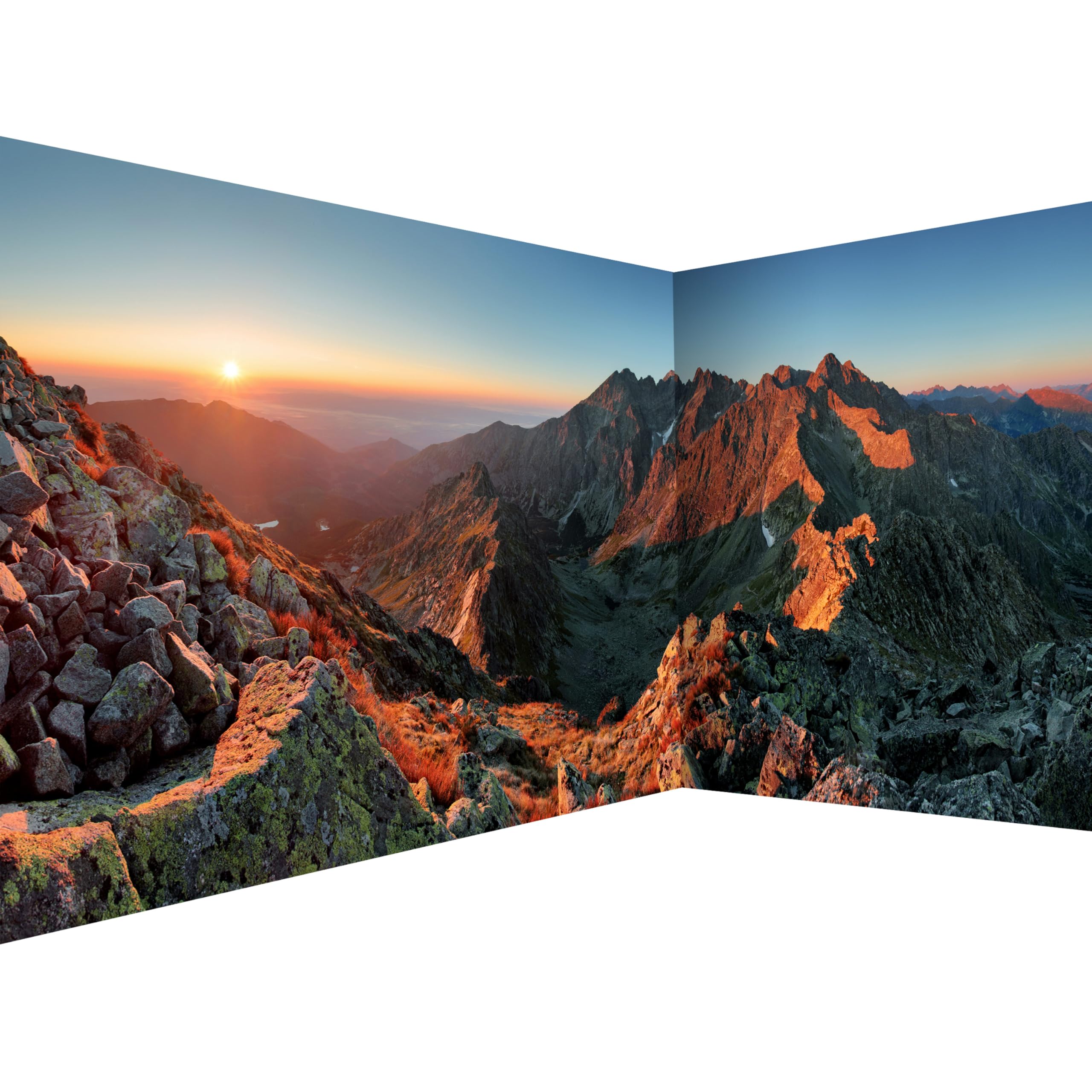 murando Photo Wallpaper Landscape 539x250 cm / 212" x 98" Peel and Stick Self-Adhesive Corner Foil Print Wall Mural Angle Wallpaper Nature Mountains Range Sunset Panorama c-B-0471-a-a โ image 1