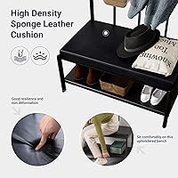 Vista 5 de Allewie Perchero para zapatos, árbol de pasillo independiente de 75 pulgadas, banco de entrada con estantes de almacenamiento, asiento tapizado