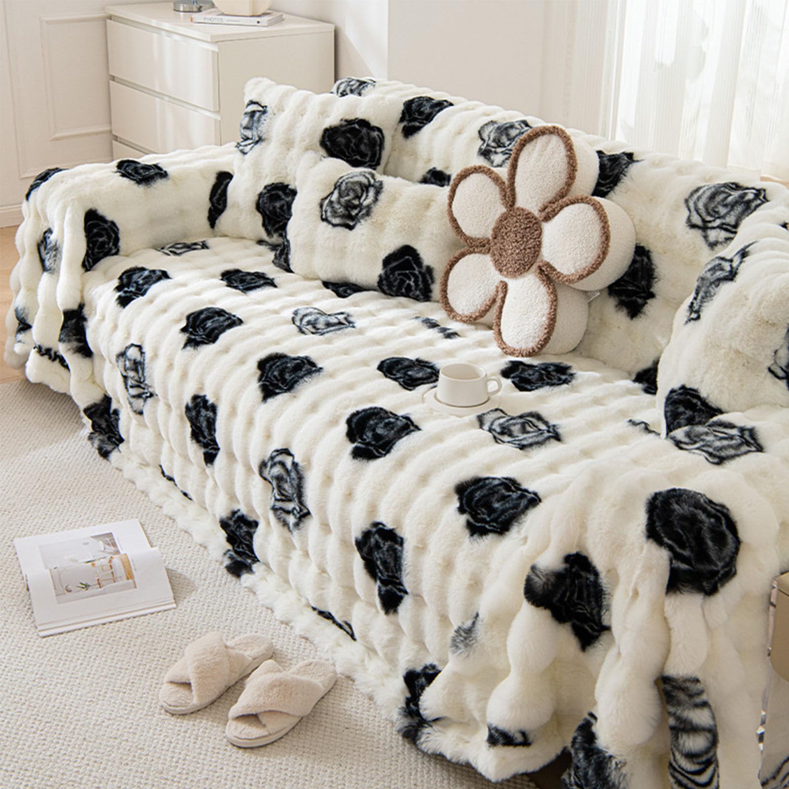 Shaiyou Rose Faux Fur Blanket Comfy Shaggy Blanket, Reversible Soft Cozy Warm Throw Decorative Blanket Warm Bed Throws For Sofa And Bed, Machine Washable (,180 * 200Cm)
