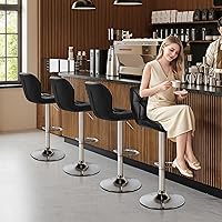 Vista 7 de Yaheetech Bar Stools Set of 4, Adjustable PU Leather Swivel Barstools, Modern Counter Stools with Back and Footrest, Counter Height Barstools for