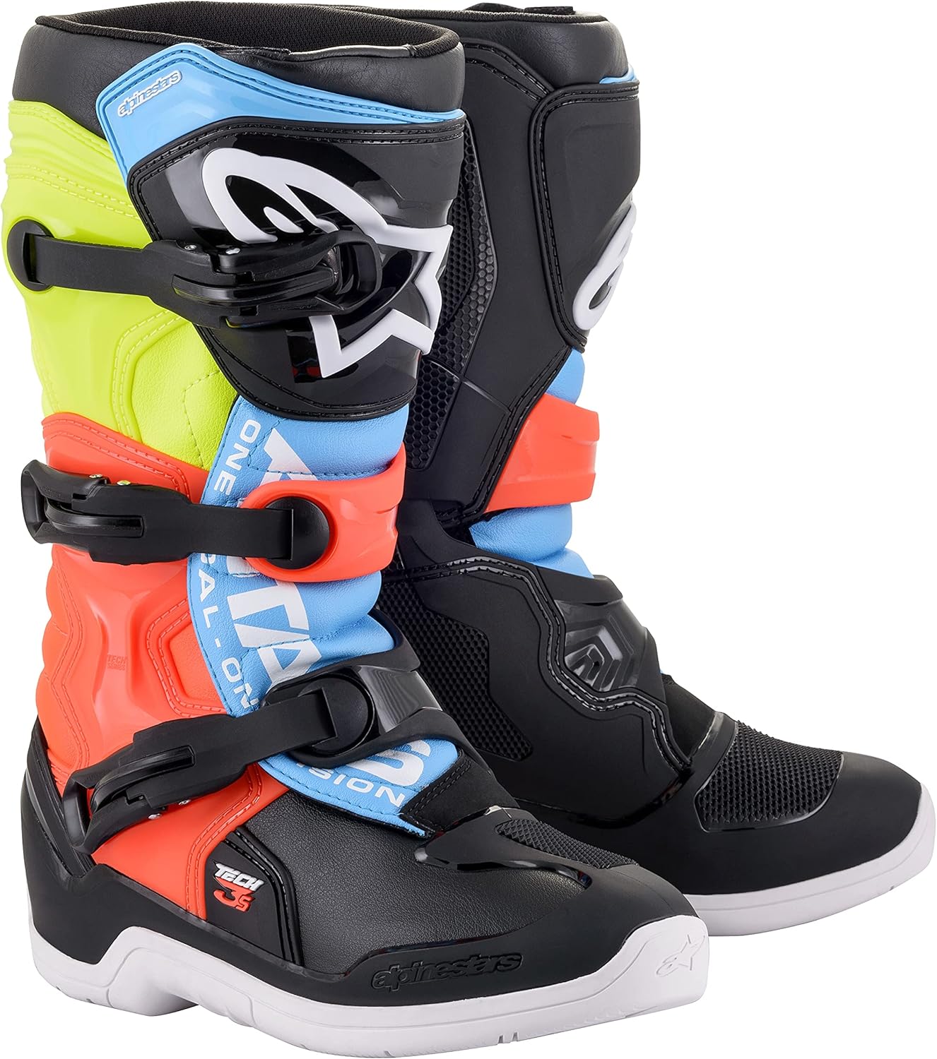Alpinestars Youth Tech 3S Boots-Black/Yellow Fluo/Red Fluo-Y8 Alpinestars Youth Tech 3S Boots-Black/Yellow Fluo/Red Fluo-Y8