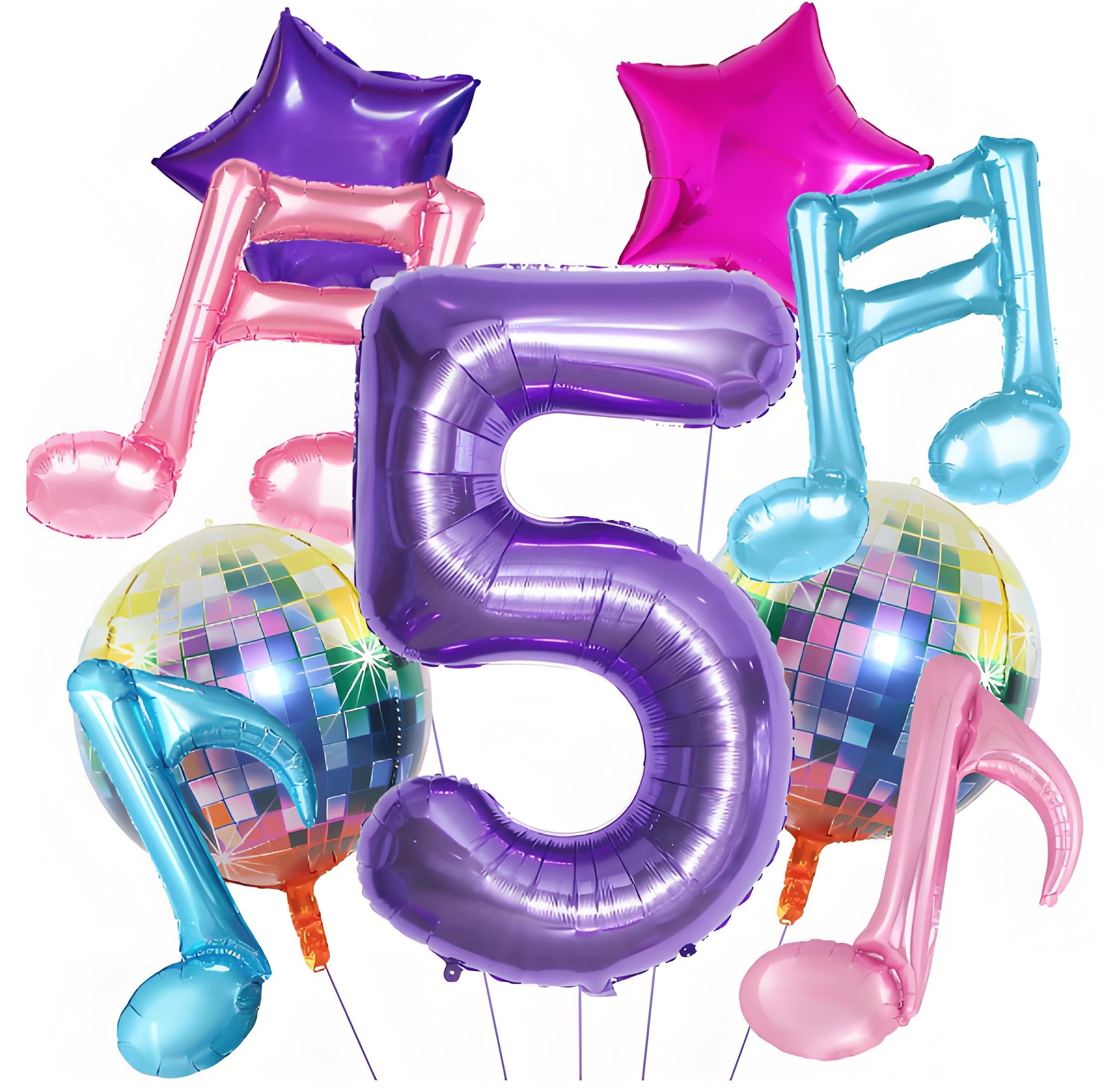 9Pcs Disco Ball Balloons Set, DiscoParty Decorations, Party Balloons (number 5)