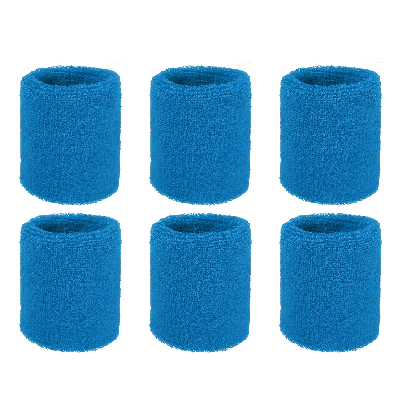 YELARXI Wristbands Sweatbands, Sports Wrist Bands Moisture Wicking Absorbent 3 x 3'' & 6 Pack & Lake Blue - Fit For(Tennis/Basketball/Running/Workout/Youth/Men/Women)