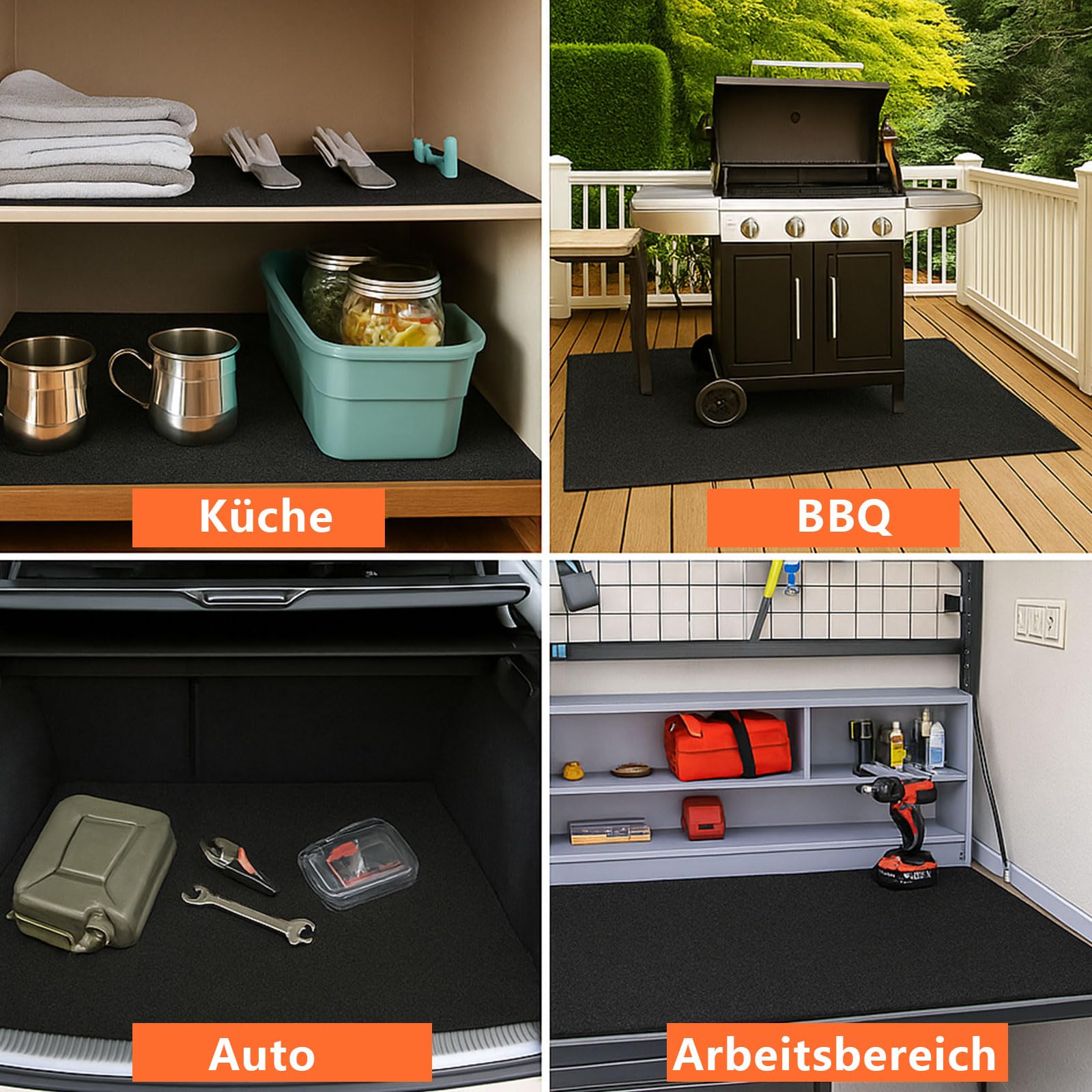 Ölauffangmatte Ölmatte 100x160 cm – Garagenbodenmatte & Bodenschutzmatte mit saugstarkem Faservlies, wasserdichter Gummi-Rückseite, rutschfeste Werkstattmatte für Auto, Motorrad & Garage