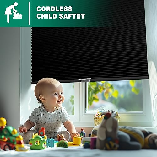 Miniatura 3 de BERISSA Persianas celulares opacas sin cordón, sin necesidad de taladro, sin herramientas, persianas celulares fáciles de instalar, persianas