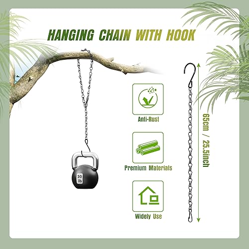 Miniatura 2 de XDW-GIFTS Paquete de 4 cadenas colgantes de 25.5 pulgadas con ganchos para colgar comederos de pájaros, macetas, linternas, campanillas de viento,