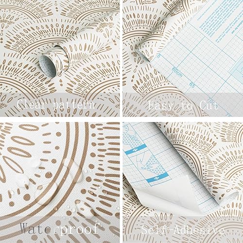 Miniatura 2 de Heroad Papel tapiz autoadhesivo para despegar y pegar, papel de contacto geométrico extraíble para habitación de bebé, dormitorio, baño, gabinetes,