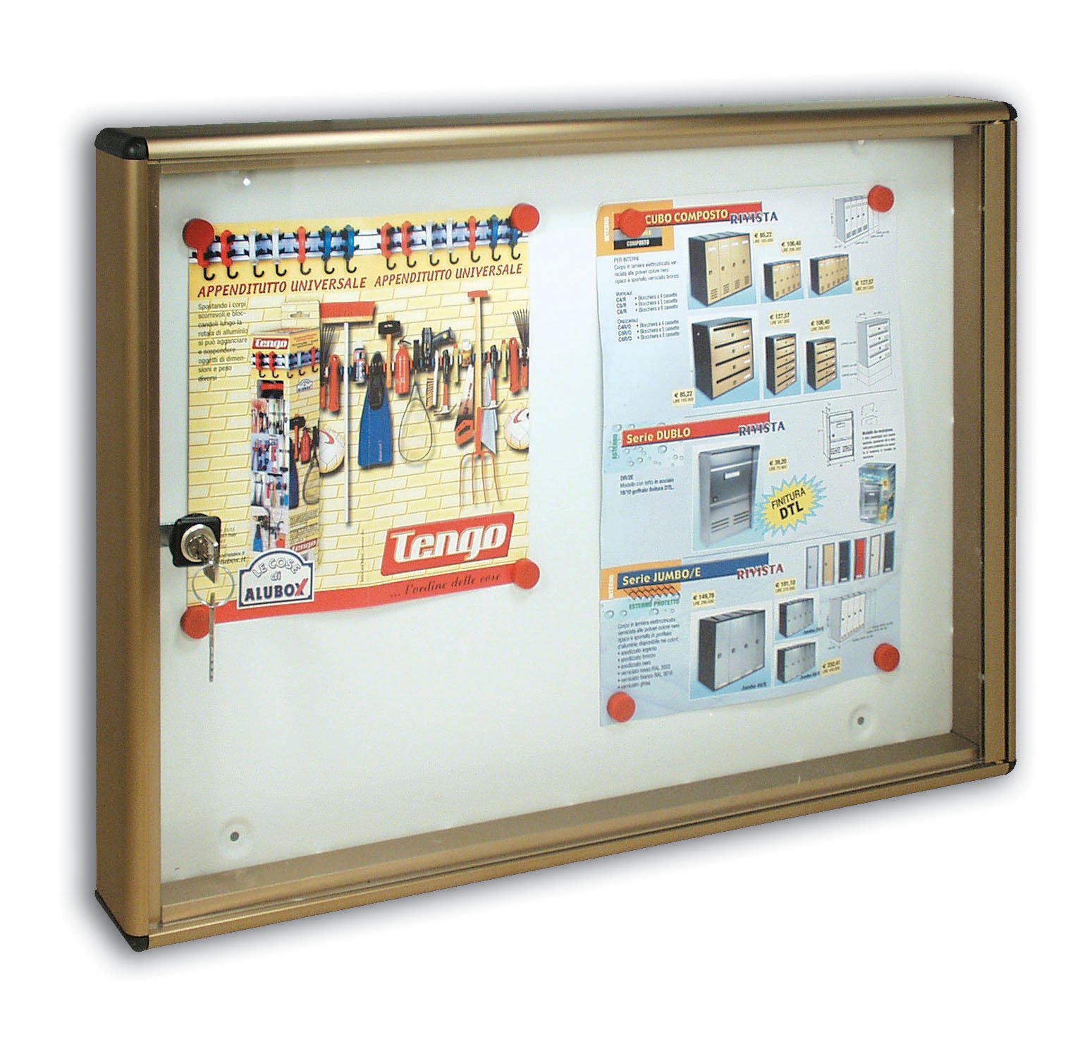 ALUBOX Bacheca Da Parete Per 1 Foglio A3 In Alluminio Anodizzato Bacheca Porta Avvisi Con Magneti Inclusi (BRONZO)