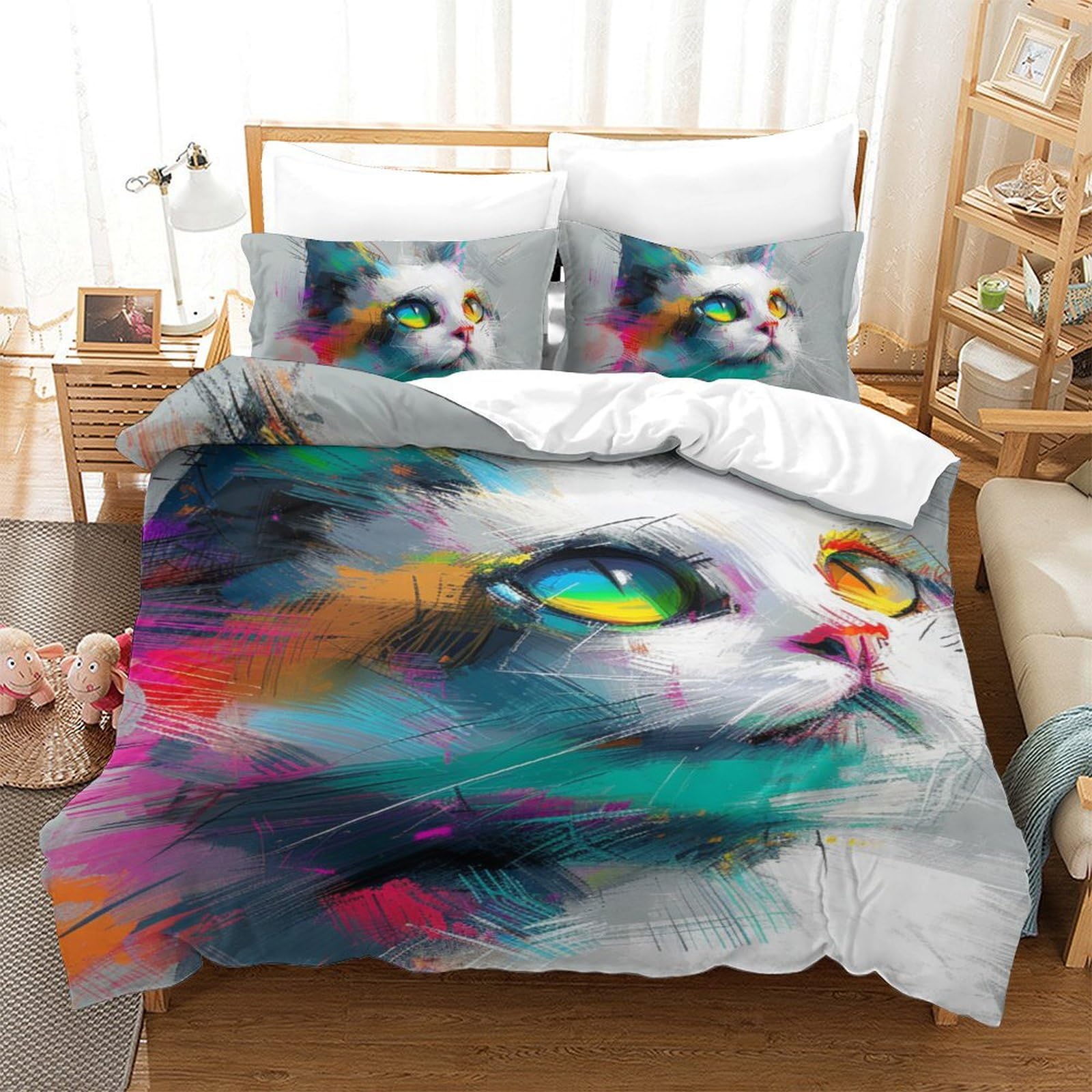 Housse de couette Le Chat Muppet 3Pcs en microfibre 140x200cm pour lit enfant 1 place