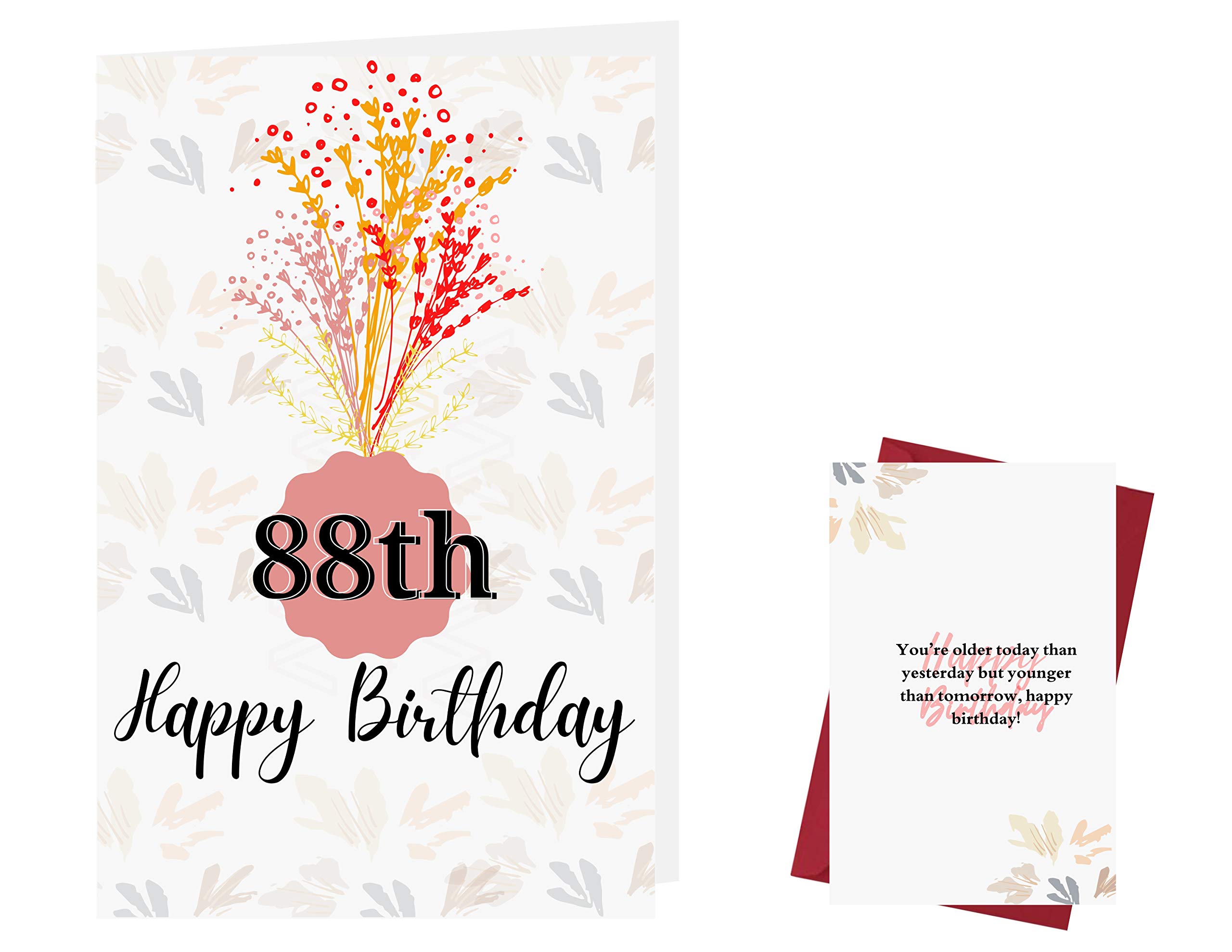 Amazon | Karto 88歳の誕生日カード 女性用 - L 5.5 x 8.5インチ