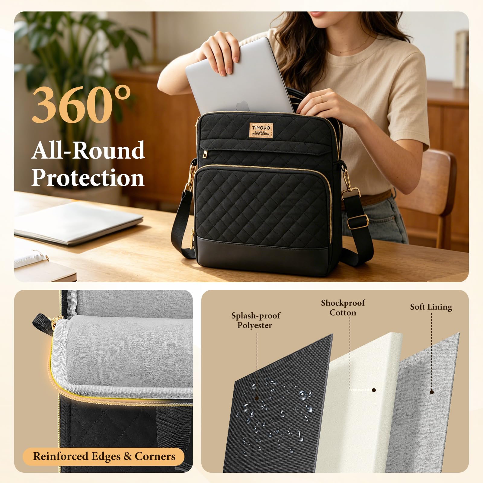 TiMOVO Funda para Portátil MacBook Neo de 13 Pulgadas 2026 Modelo A3404 con Chip A18 Pro, Bolsa con Correa para Hombro y Bolsillo Pequeño Extraíble, Negro