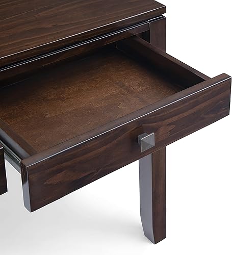 Miniatura 7 de SIMPLIHOME Cosmopolitan - Mesa consola de madera maciza de 60 pulgadas de ancho en color marrón caoba, mesa de almacenamiento contemporánea para