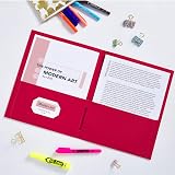 Avery® Two Pocket Folders, Holds up to 40 Sheets, Business Card Slot, 25 Red Folders (47989) – view 3