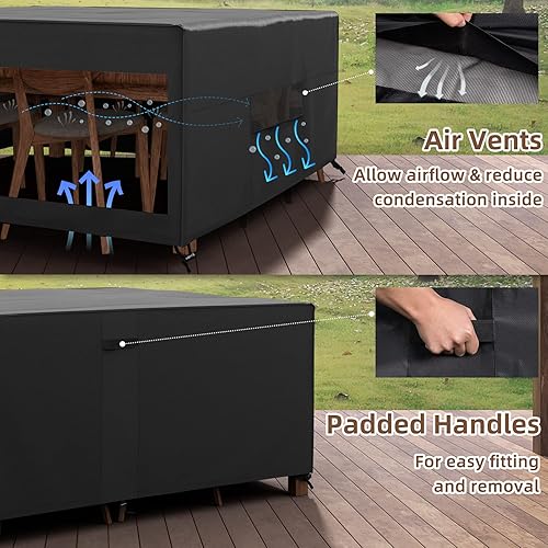Vista 5 de MR. COVER Fundas de mesa de patio para muebles de exterior, fundas de muebles de patio, impermeables, resistentes, 115 pulgadas de largo x 76