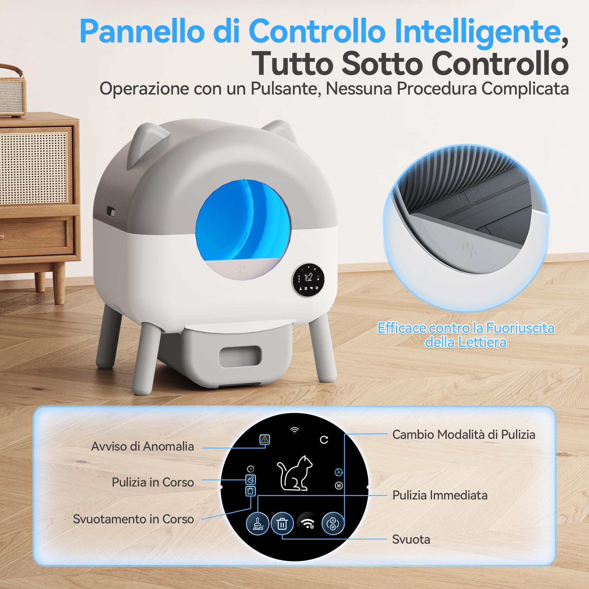 JUMMICO Lettiera autopulente per gatti XXL, grande capacità 90L+15L, controllo tramite app, pannello operativo, monitoraggio salute intelligente IA, lettiera per famiglie con più gatti