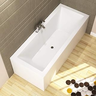 1800 x 800mm Designer Double Ended Bathtub Acrylic Bathroom Square Straight Bath Tub - Amaze