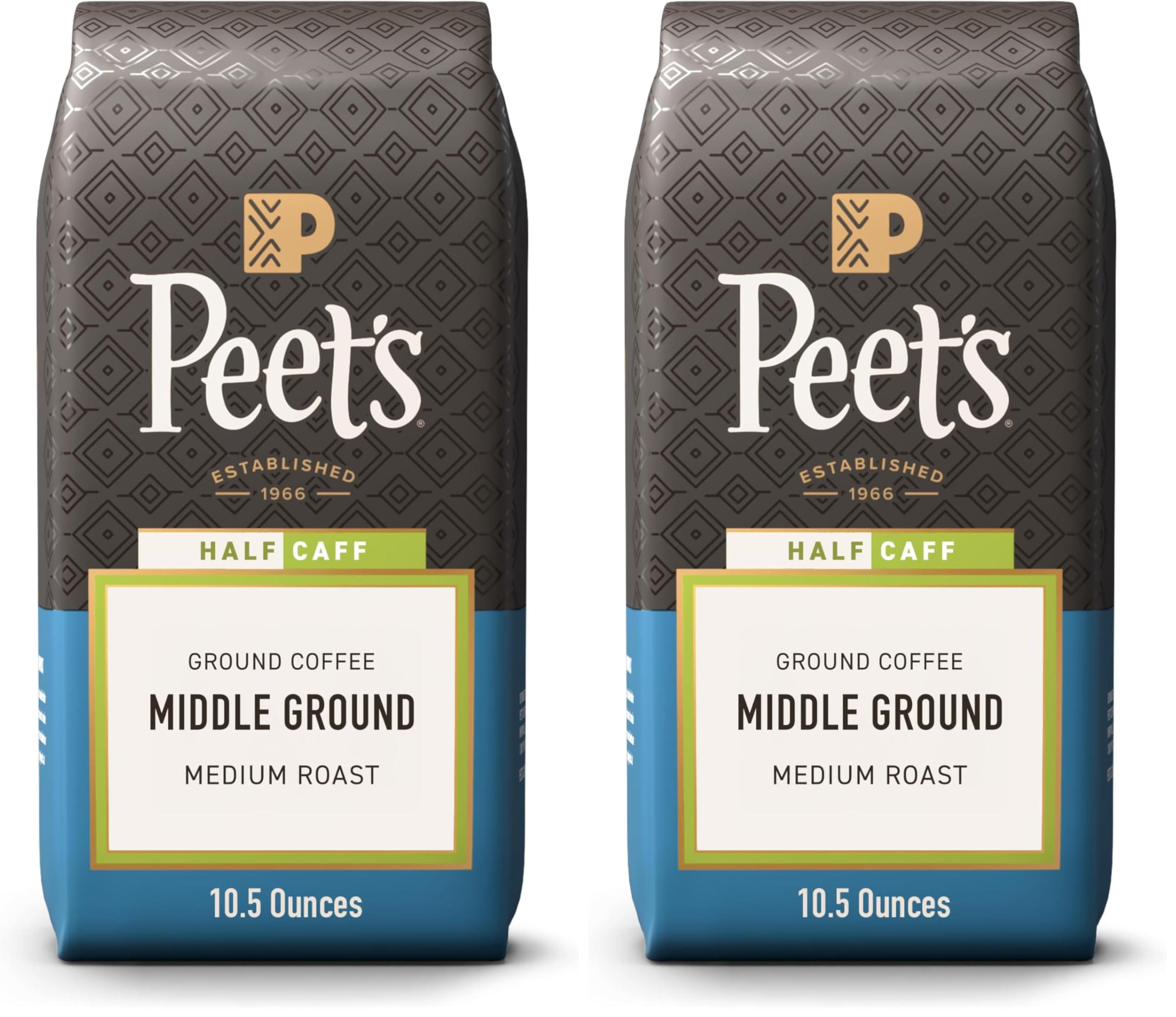 Medium Roast Ground Coffee - Middle Ground by Peet's Coffee – 10.5 Ounce (Pack of 2), Pack of 2