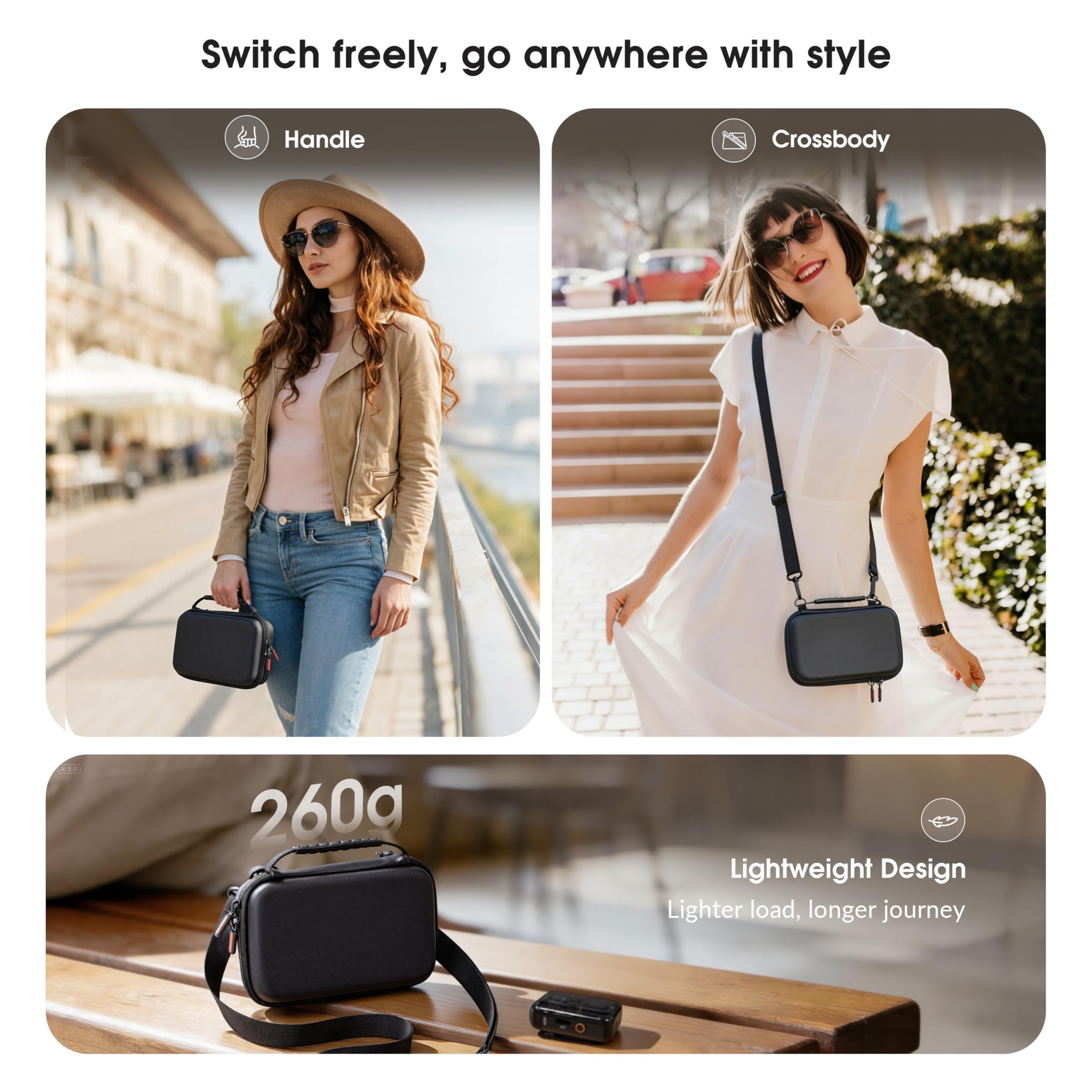STARTRC PHOTO Custodia per DJI Osmo Pocket 4, Borsa Protettiva PU Pronta per il Trasporto per DJI Pocket 4 Creator Combo Accessori, Ideale per Vlogging, Viaggi e Riprese Outdoor