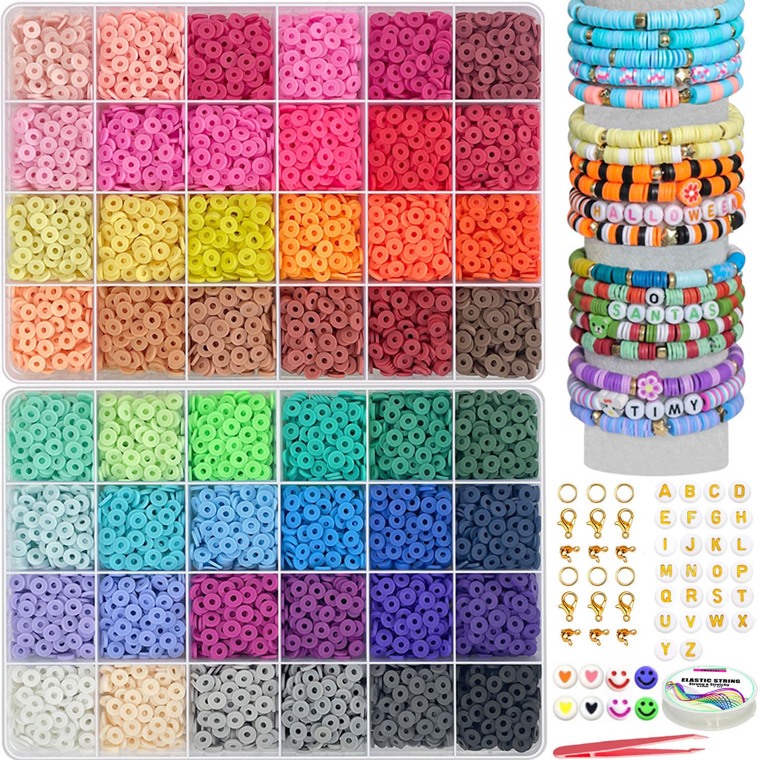 Amazon.com: YMSDZHL 7100+PCS Clay Beads Bracelet Making Kit,48