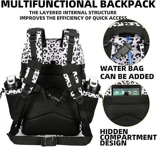 Miniatura 4 de Lovelinks21 Mochila táctica de 25 litros impermeable militar para hombres y mujeres, paquete de asalto, mochila de viaje con velcro pequeño, Blanco