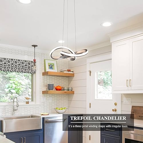 Miniatura 2 de Moderna lámpara colgante LED contemporánea de anillo redondo de níquel con 4000 K y 59 pulgadas de altura ajustable lámpara colgante para cocina,