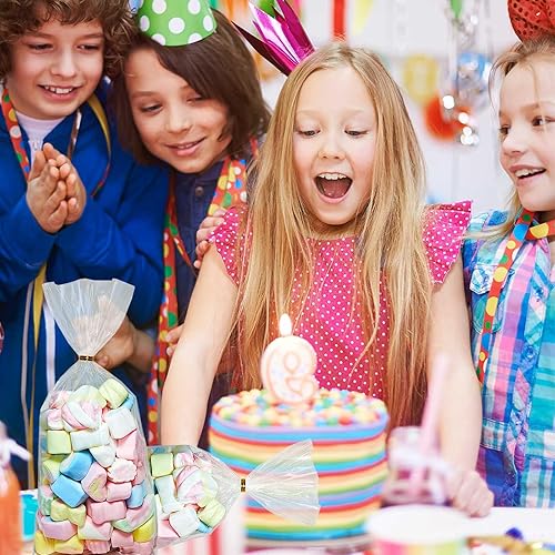 Miniatura 7 de 100 bolsas de celofán bolsas de celofán transparentes de 11 x 5.3 pulgadas con 110 lazos giratorios para envolver regalos, aperitivos de dulces,
