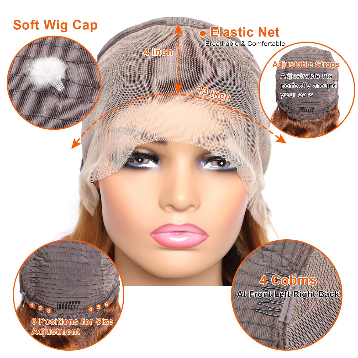 Honey Blonde Ombre Lace Front Wig Human Hair Pre Plucked 13x4 HD Transparent 4/27 Highlight Lace Frontal Wigs with Baby Hair 180% Density Colored Body Wave Lace Front Wigs For Women 22 Inch