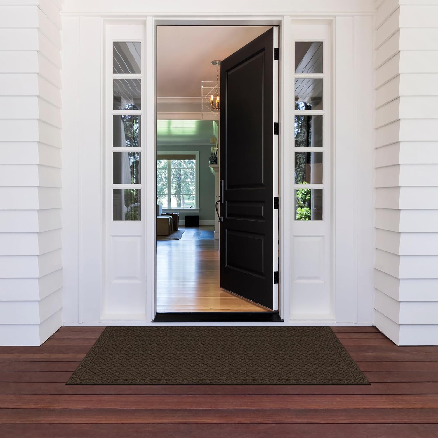 Textures, Iron Lattice Entrance Mat, 3-Feet by 5-Feet, Walnut