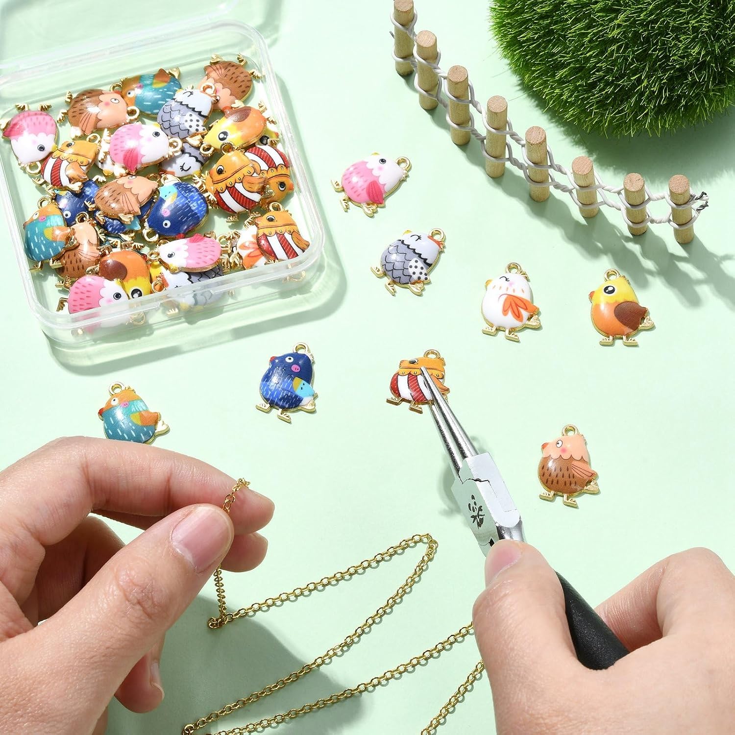 KitBeads 40Pcs 8 Styles Enamel Cute Chick Charms Alloy Chicken Charm Bulk image 4