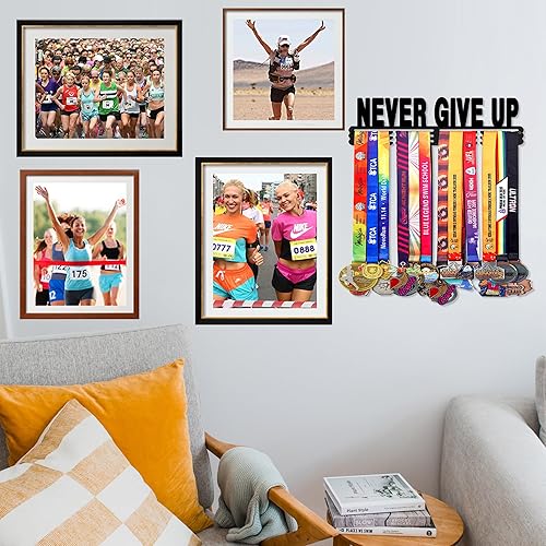 Vista 73 de Goutoports Estante de exhibición para colgar medallas, organizador personalizado de cinta de premios para corredores de carreras deportivas, placas