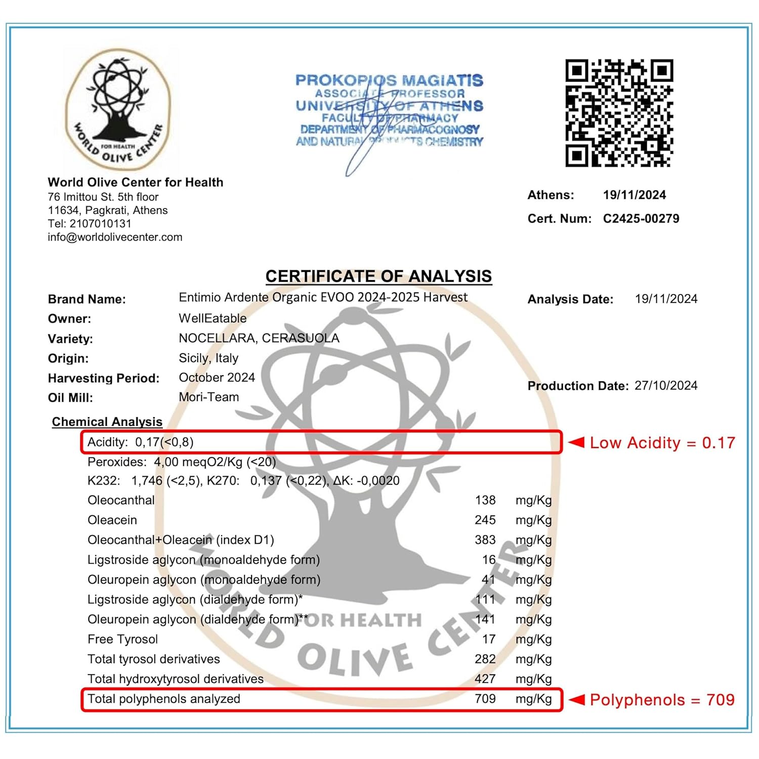 Entimio Ardente Organic Italian Extra Virgin Olive Oil from Italy, 600+ mg/kg High in Polyphenols, 2025 Gold Winner, Sicily Early Harvest evoo, Cold Extracted, Lab Tested - 8.5 fl oz - Image 4