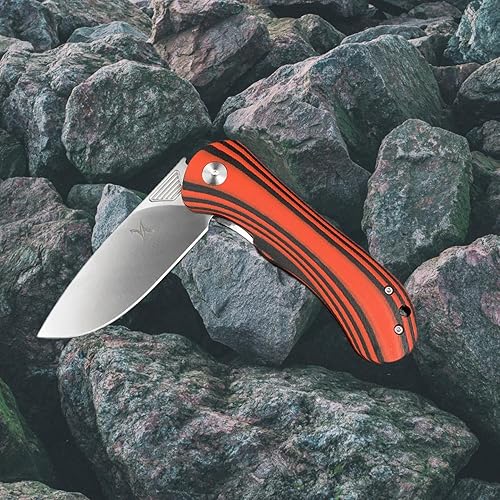 Miniatura 3 de HUAAO Cuchillo plegable de bolsillo para acampar de 8.3 pulgadas, cuchillo abierto asistido con aleta frontal, mango 8Cr13Mov Blade G10, cuchillo