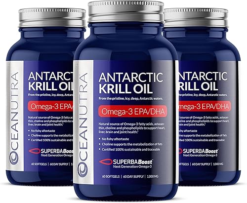 Aceite de krill orgánico 100% puro 1000 mg, suministro de 180 días, Omega 3, concentración más alta 56% fosfolípidos, capturado en la naturaleza,