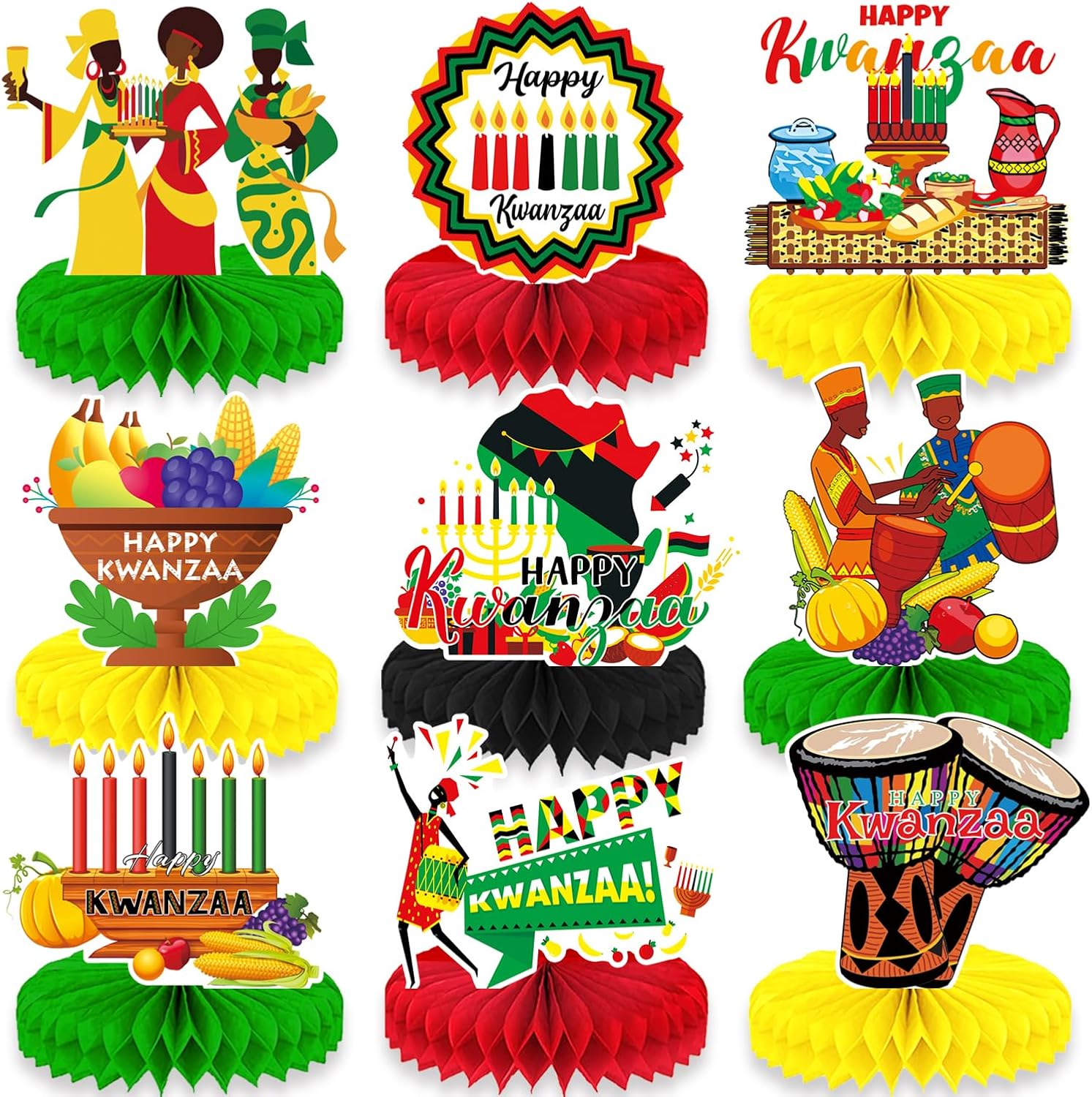 9PCS Kwanzaa Decoration Doublesided Kwanzaa Centerpiece for