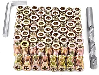 80 Pieces M8 Wood Inserts Bolt Furniture Screw in Nut Threaded Fastener Connector Hex Socket Drive for Wood Furniture Assortment (M8x25mm)