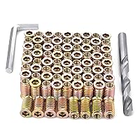 Vista 5 de 80 piezas de insertos de tuerca de madera M8 – Tornillos de metal surtido de llaves hexagonales, insertos roscados, conector de fijación de pernos