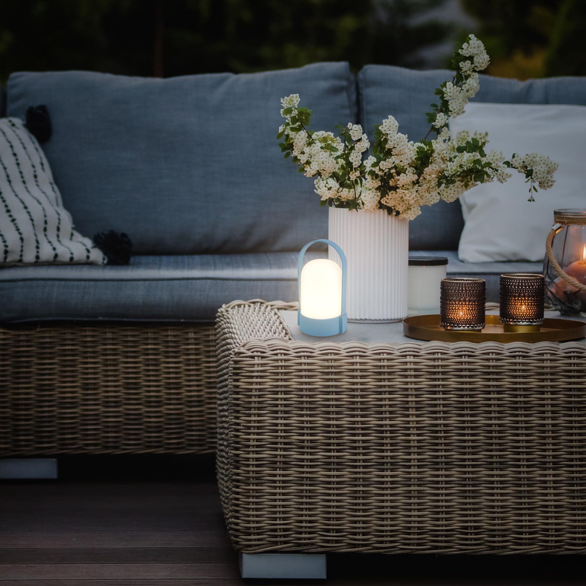 BRILONER - LED tafellamp draadloos IP44 met touch, traploos dimbaar, oplaadbare batterij & lichtbron verwisselbaar, 13,5x36 cm (DxH), koperkleurig