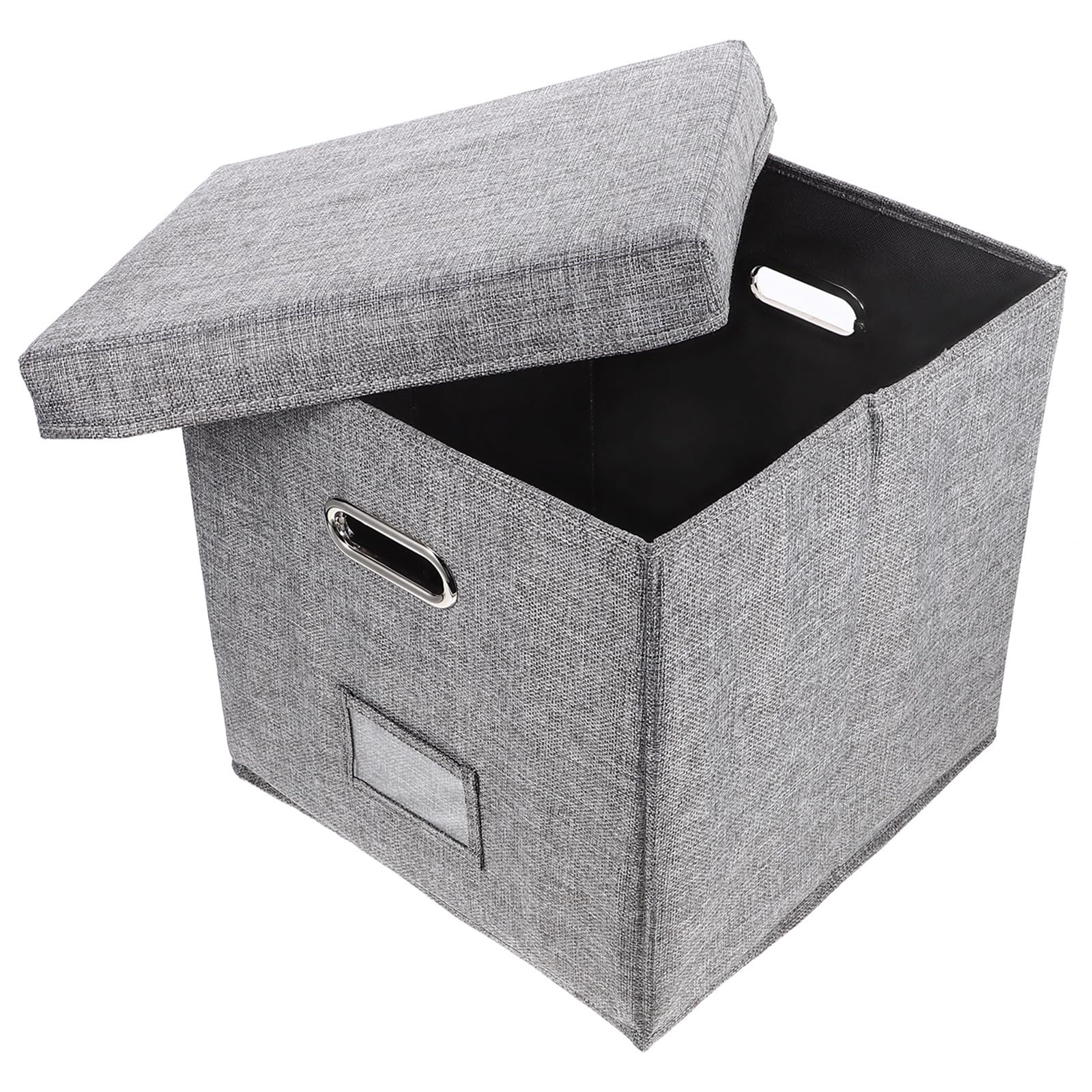 Boîte de rangement vinyles en coton lin avec couvercle pour la maison et le bureau