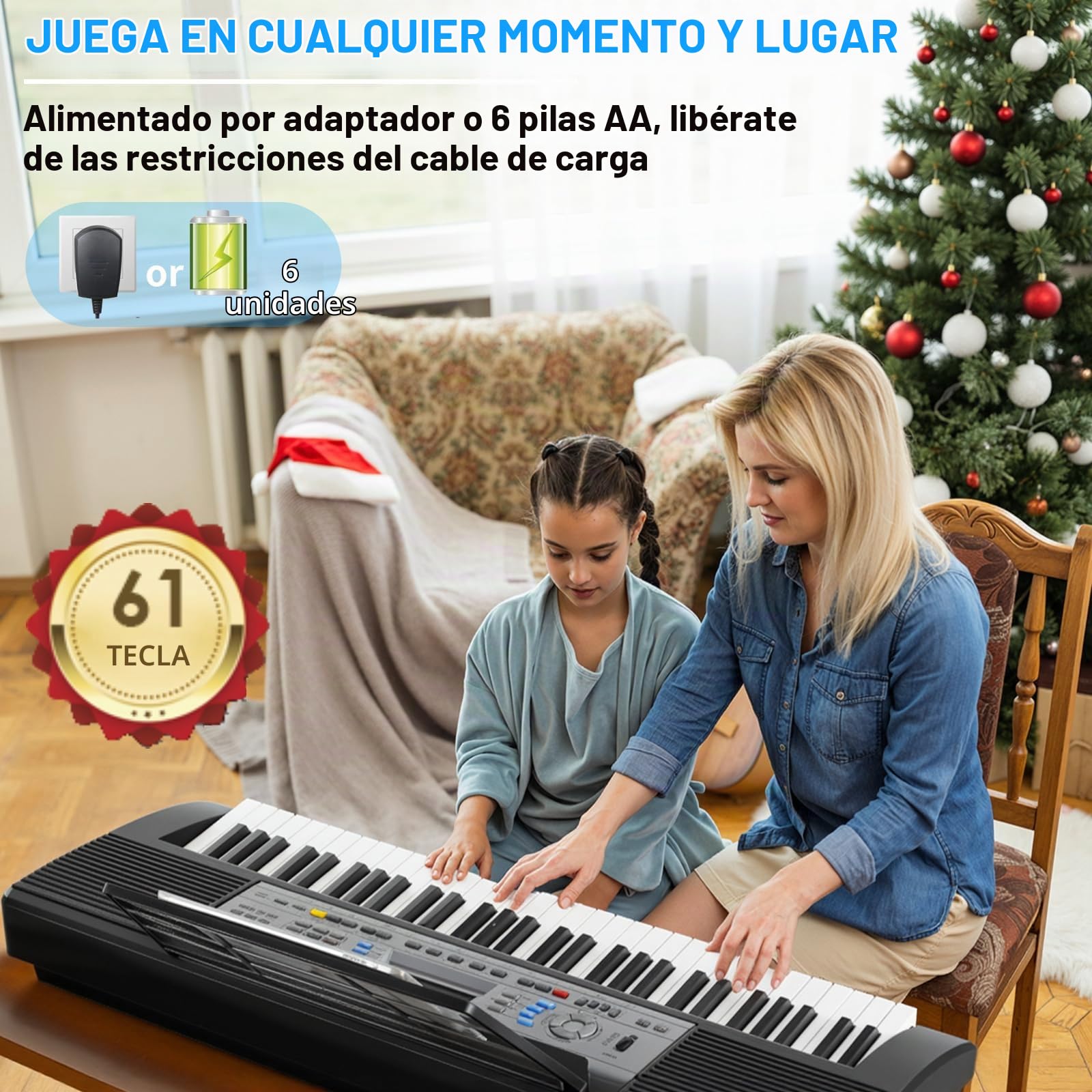 MAMIZO Piano Keyboard 61PCS Teclas, Teclado Electrónico Musical, con soporte para Partituras, Función de Grabación y Programación, Teclado Piano para Niños y Adultos Principiantes