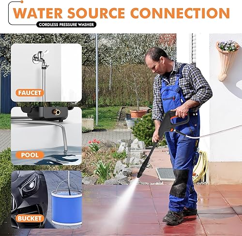 Miniatura 6 de Lavadora a presión inalámbrica de 21 V 350 W Lavadora de limpieza portátil de automóvil Lavadora a presión eléctrica compacta con batería 20000mAh