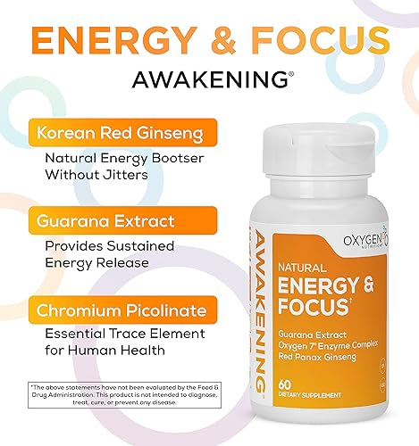 Miniatura 3 de Awakening Natural Energy & Focus Suplemento nootrópico con Panax Ginseng, extracto de guaraná y picolinato de cromo | Suplemento cerebral para