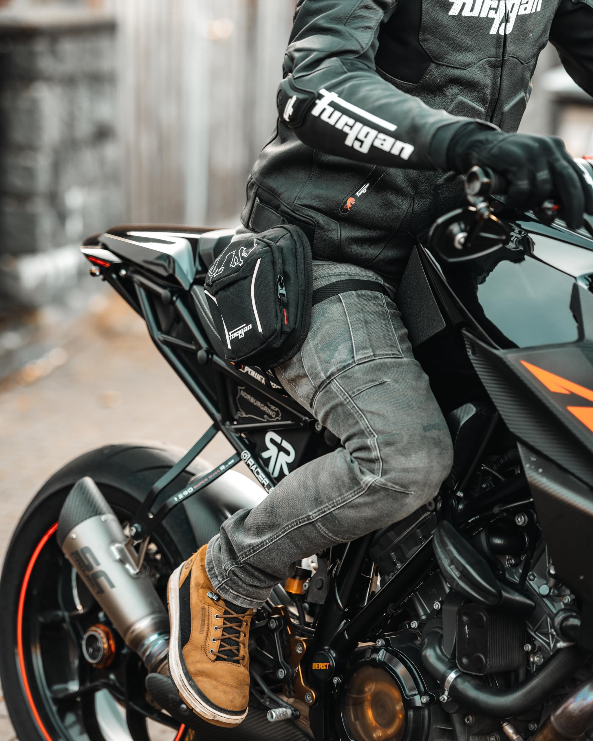 Furygan Unisex COLT EVO 2 Motorrad-BEINTASCHE Taschen Adventure,Radical,Touring,Urbain, Schwarz/Weiß, Einheitsgröße EU