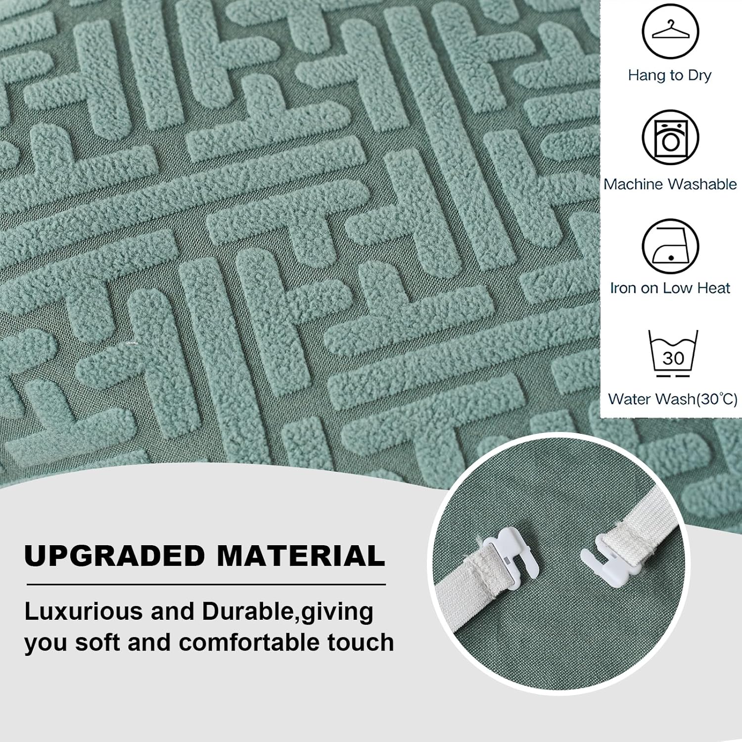 Dining Bench Covers and Stool Covers Rectangular Set of 4, Saddle Seat Cover Stretch Jacquard Bench Seat Protector Cover Bar Chairs Covers, Light Green