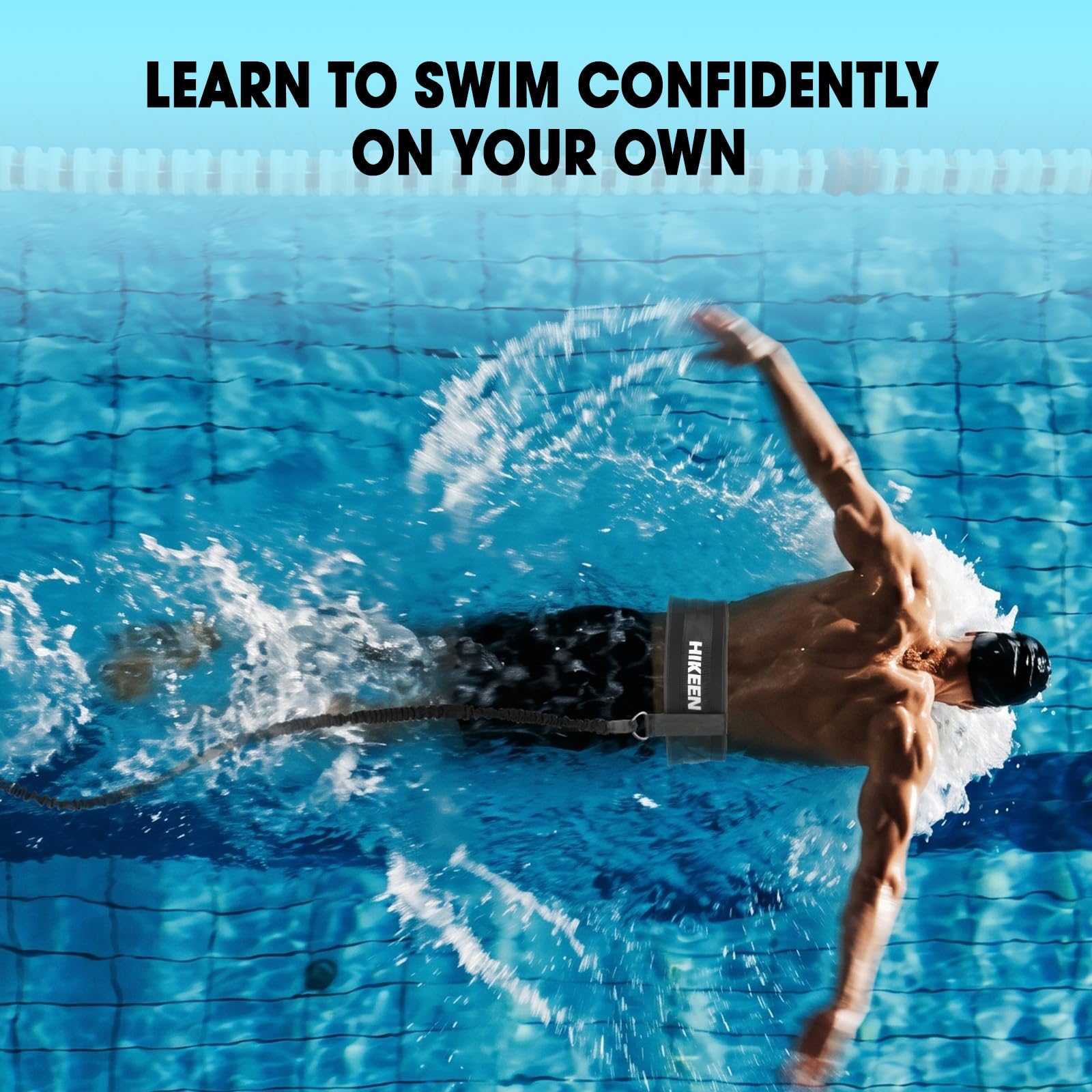 BOOSTEADY Schwimmgürtel für Schwimmbad, breiter und dicker, 4–10 m, elastisches statisches Schwimmband für Schwimmbad, Wassergymnastik, Gewichtsverlust