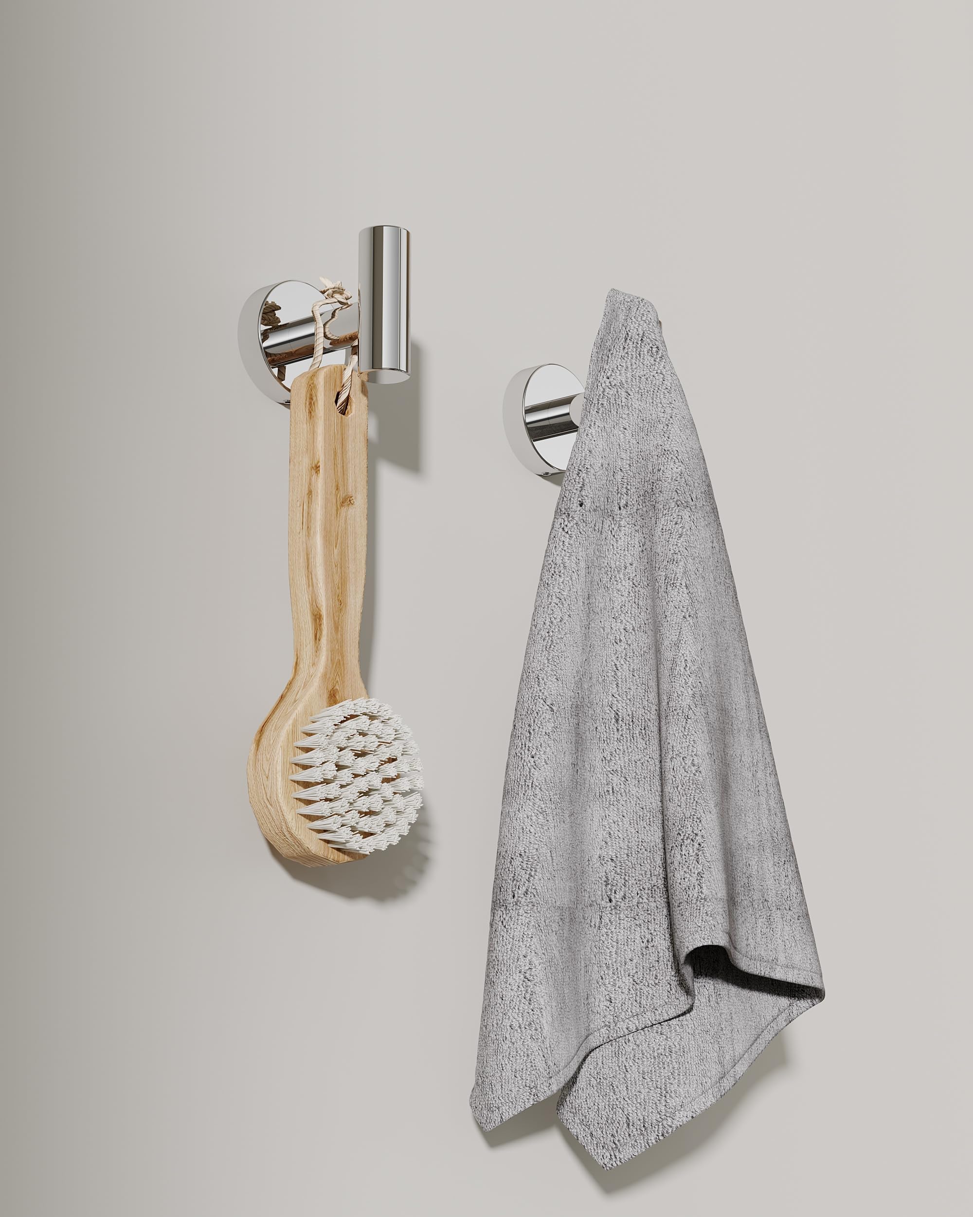 Gancho cromado para toallas de baño, perchero para cocina, garaje, montado en la pared, 2 unidades, acero inoxidable 304, colgador de puerta resistente, gancho de pared para armario de hotel, piscina