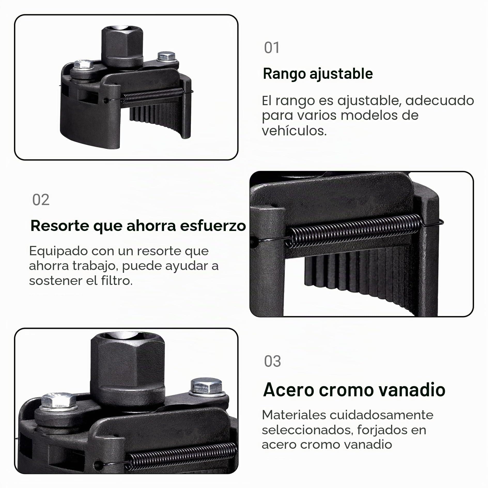 Llave Filtro Aceite Coche 60-80mm - Herramienta Universal para Cambio de Aceite en Coches, Camiones, Barcos - Construcción
