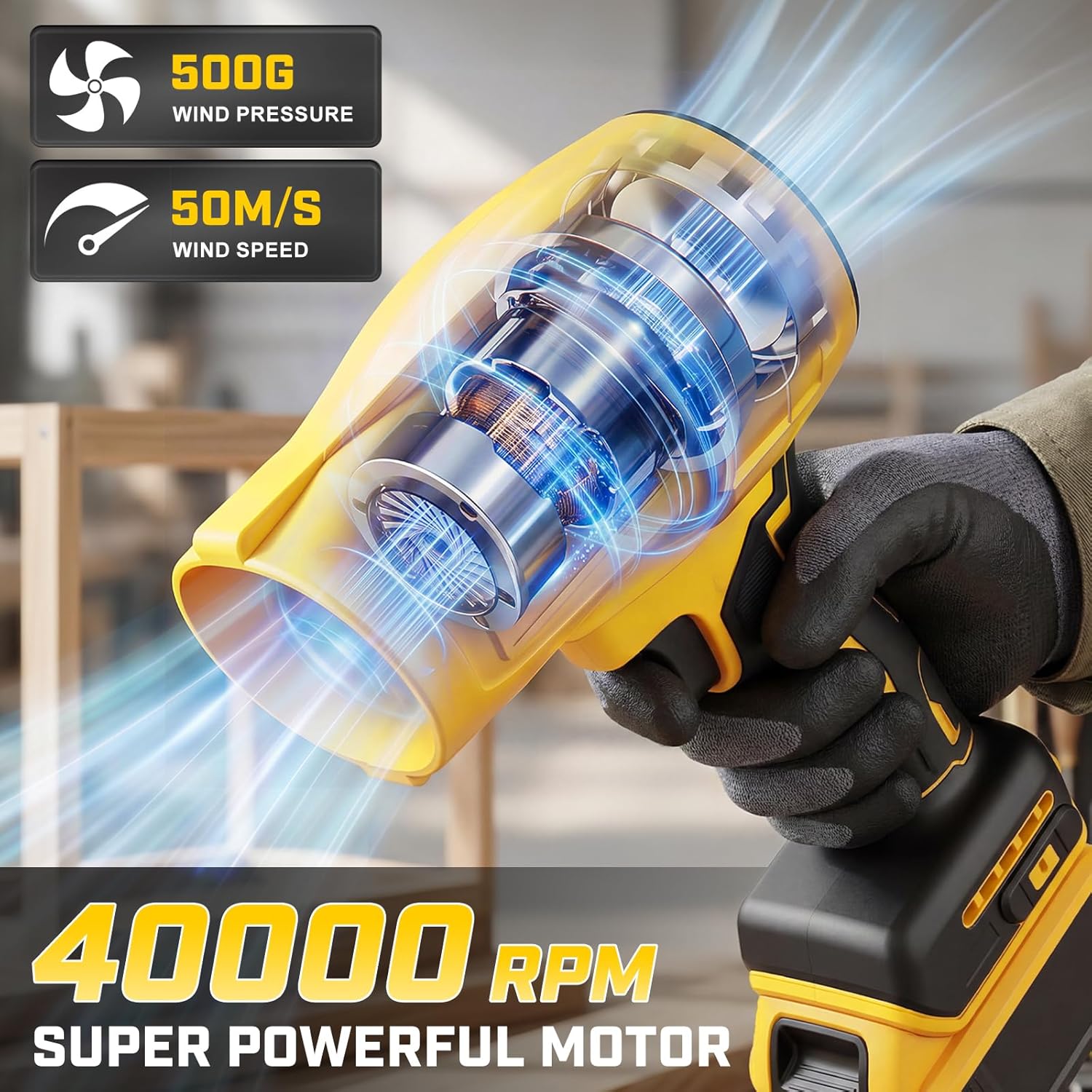 Cordless Leaf Blower Compatible with Dewalt 20V MAX Battery (No Battery), 450-CFM 150-MPH Handheld Blower with Stepless Speed for Patio, Lawn Care, Leaves & Debris (Tool Only)