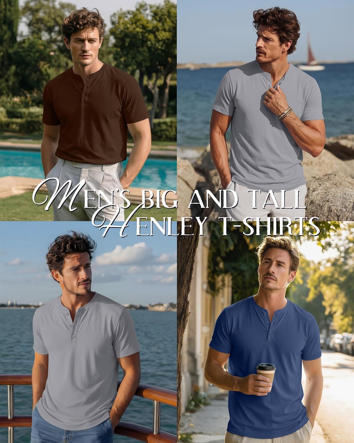 Ficerd 3 Pack Men's Big and Tall Henley T-Shirts Short Sleeve Plus Size Tee Loose Casual Shirts Basic Oversized Tops