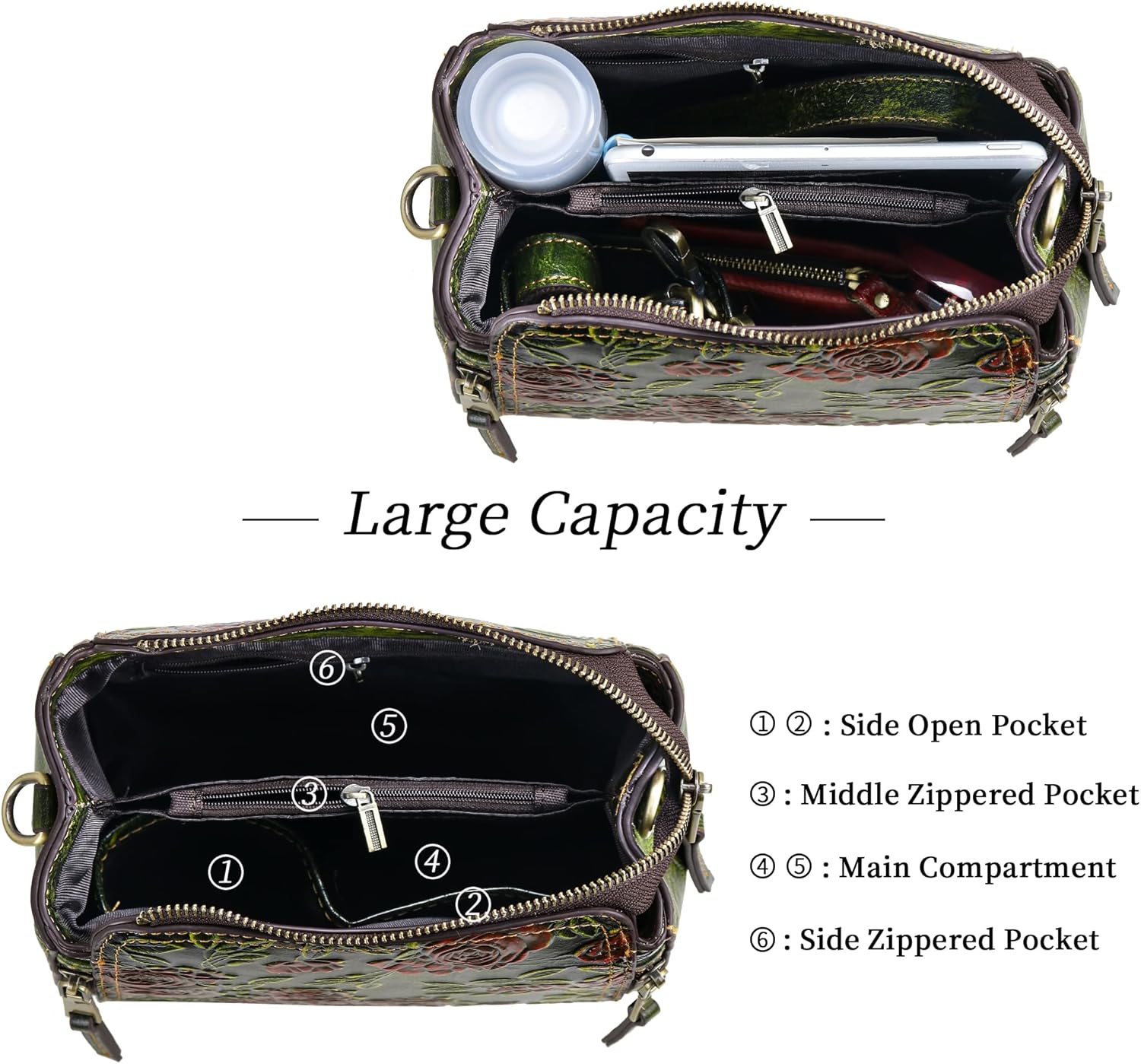 LETEULO Crossbody Bag for Women Top Handle Tote Purses Vintage Satchels Handbag - Image 5