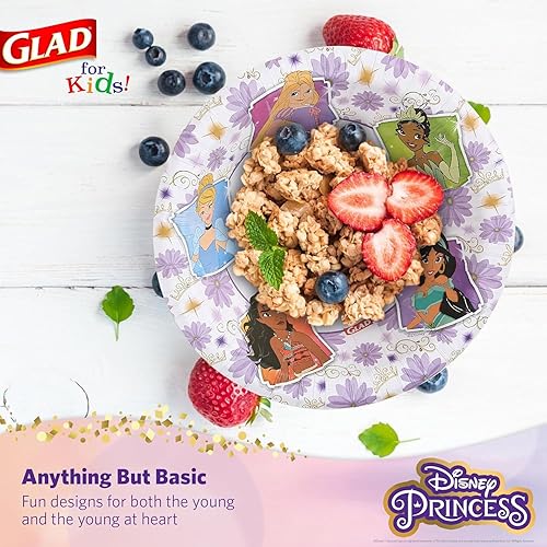 Miniatura 10 de Glad Cuencos de papel de Disney Princess de 12 onzas para niños, la magia está en todos nosotros, duraderos, a prueba de remojo y desechables para